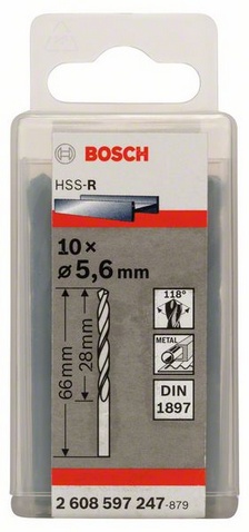 Průměr (D) 5,6 mm, Pracovní délka (L1) 28 mm, Celková délka (L2) 66 mm 