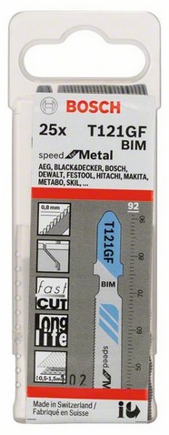 celková délka 92 mm, rozteč zubů 0,8 mm, oblasti použití: velmi tenké kovové plechy (0,5 - 1,5 mm)