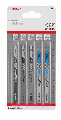 sada obsahuje: 2 ks. - T 44 D Speed for Wood / 2 ks. - T 1 B Clean for Wood / T 18 A Basic for Metal