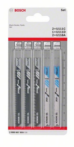 sada obsahuje: 2 ks. - U 111 C Basic for Wood / 2 ks. - U 111 D Basic for Wood / U 118 A Basic for Metal
