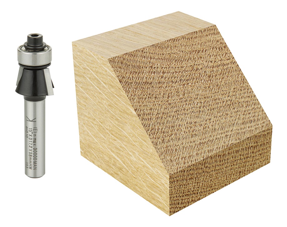 ložisko O 12,7 mm, úhel 15°, řezná délka 9,5 mm, O frézy 17,2 mm, celková délka 47 mm, stopka O 8 mm
